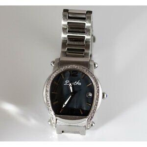 Bertha Women's Watch Fiona Stainless Steel Black MOP Dial Crystals Horseshoe